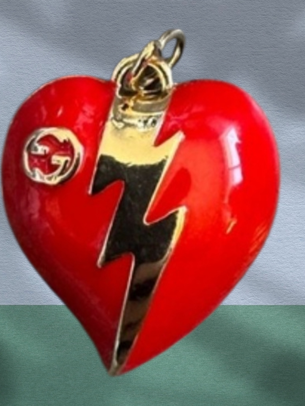 Red Heart With Gold Logo Charm New